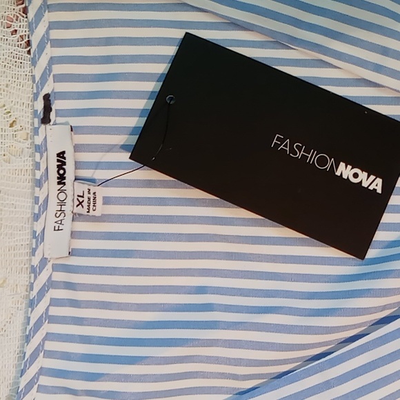 Fashion Nova Live A Little Kimono Size XL Blue/White Striped Long Sleeve - Picture 11 of 15